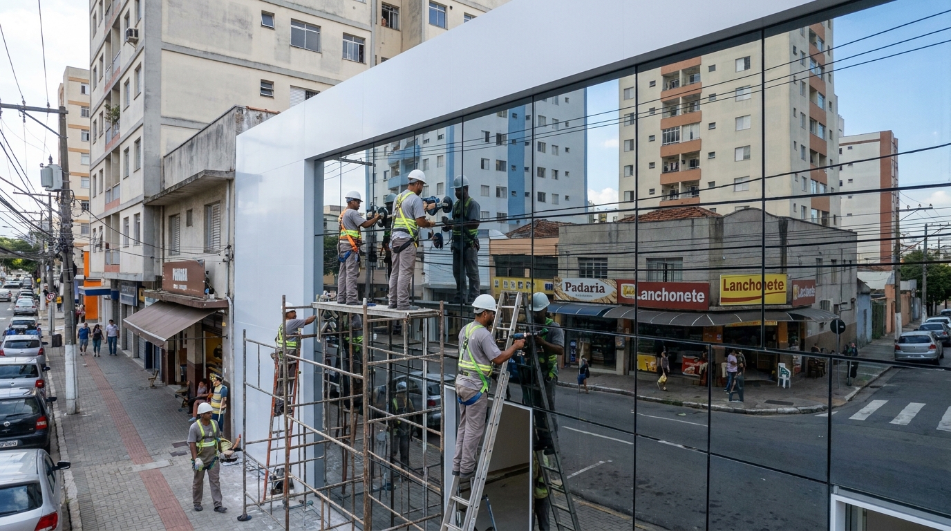 Fachada espelhada em esquina em Campo Grande-MS